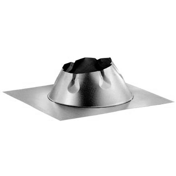 Metal roof flashing with round chimney collar, black top and silver base