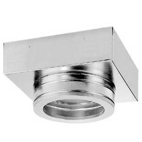 DuraVent DuraTech flat ceiling support with round flue opening, stainless steel finish