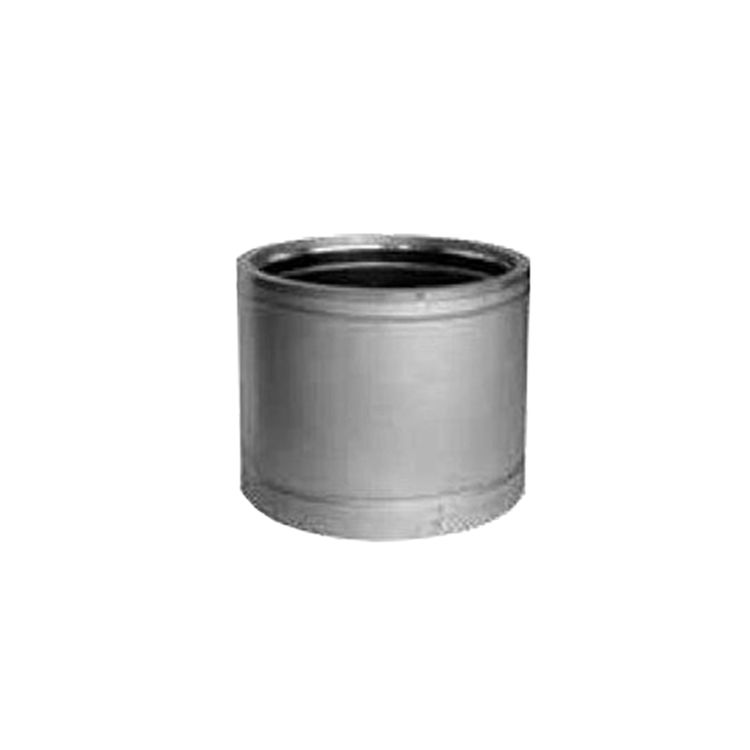 DuraTech chimney pipe, silver-gray metal with flanged rim and inner seam