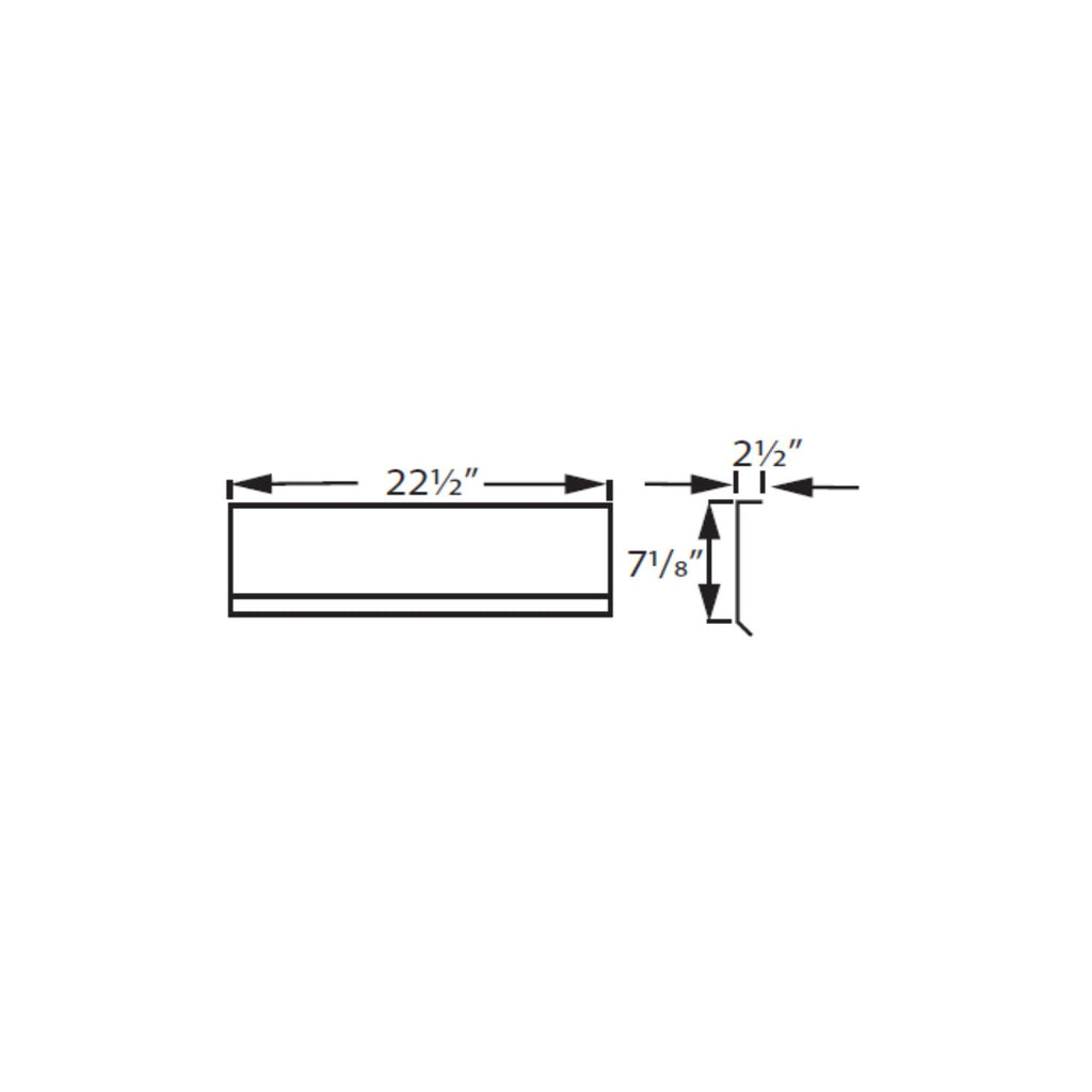 Roof radiation shield size diagram: 22 1/2 in, 7 1/8 in, 2 1/2 in