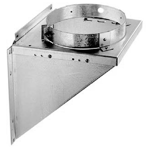 Metal tee support bracket with round opening for DuraTech pipe, galvanized finish