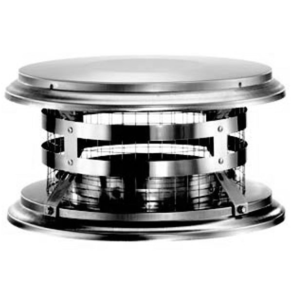 Stainless steel chimney cap with round top and adjustable support brackets
