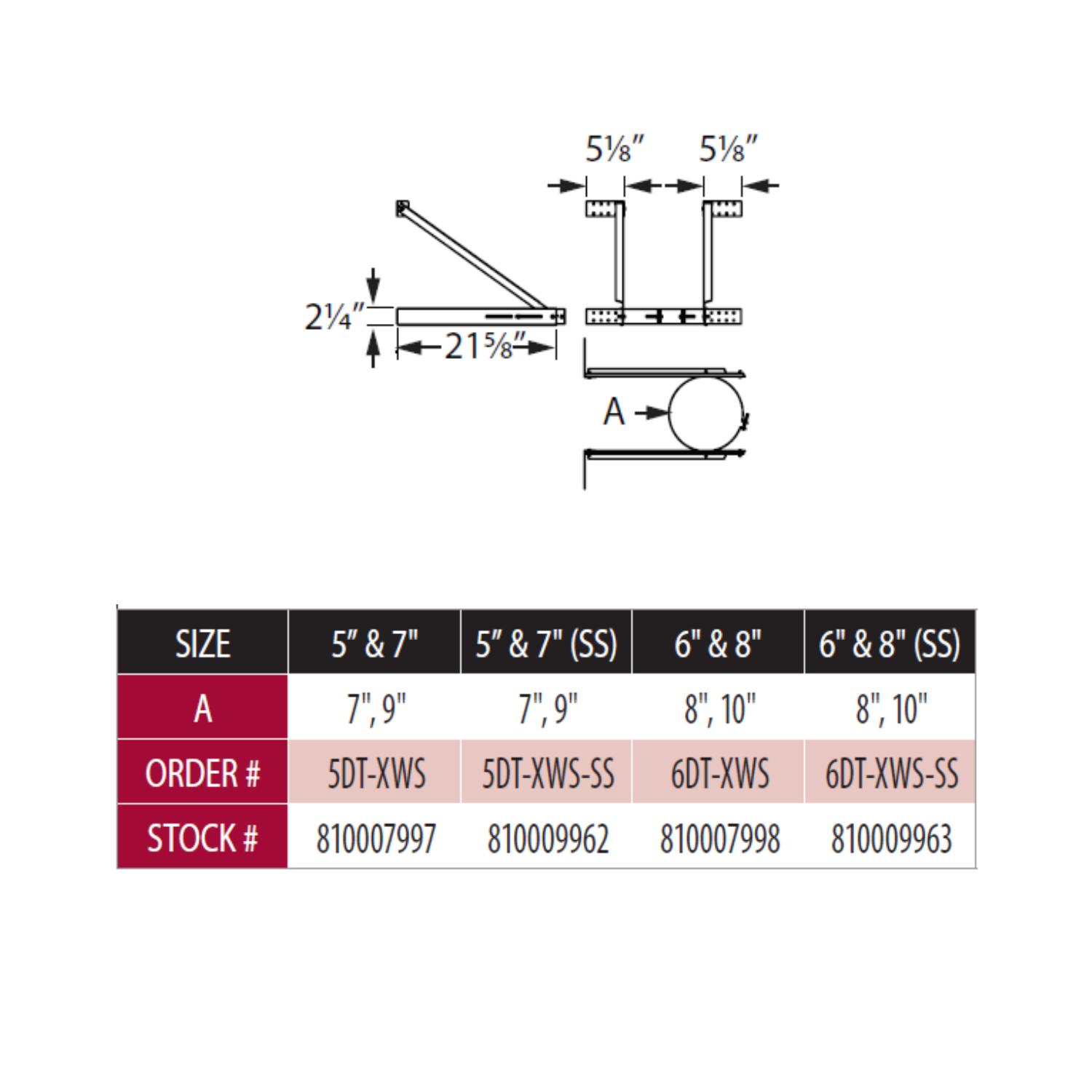 DuraVent 5DT-XWSx DuraTech Adjustable Extended Wall Support for 5 and 7-Inch Diameters