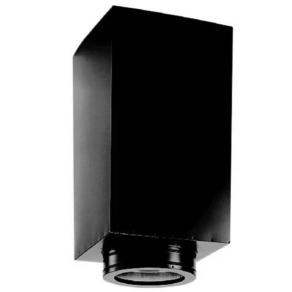 Black square ceiling support vent with 5-inch diameter flue connection