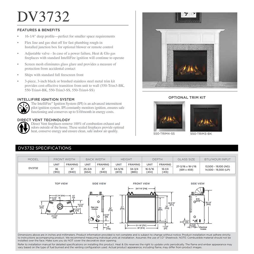 Majestic 32-Inch Direct Vent Gas Fireplace with IntelliFire Ignition