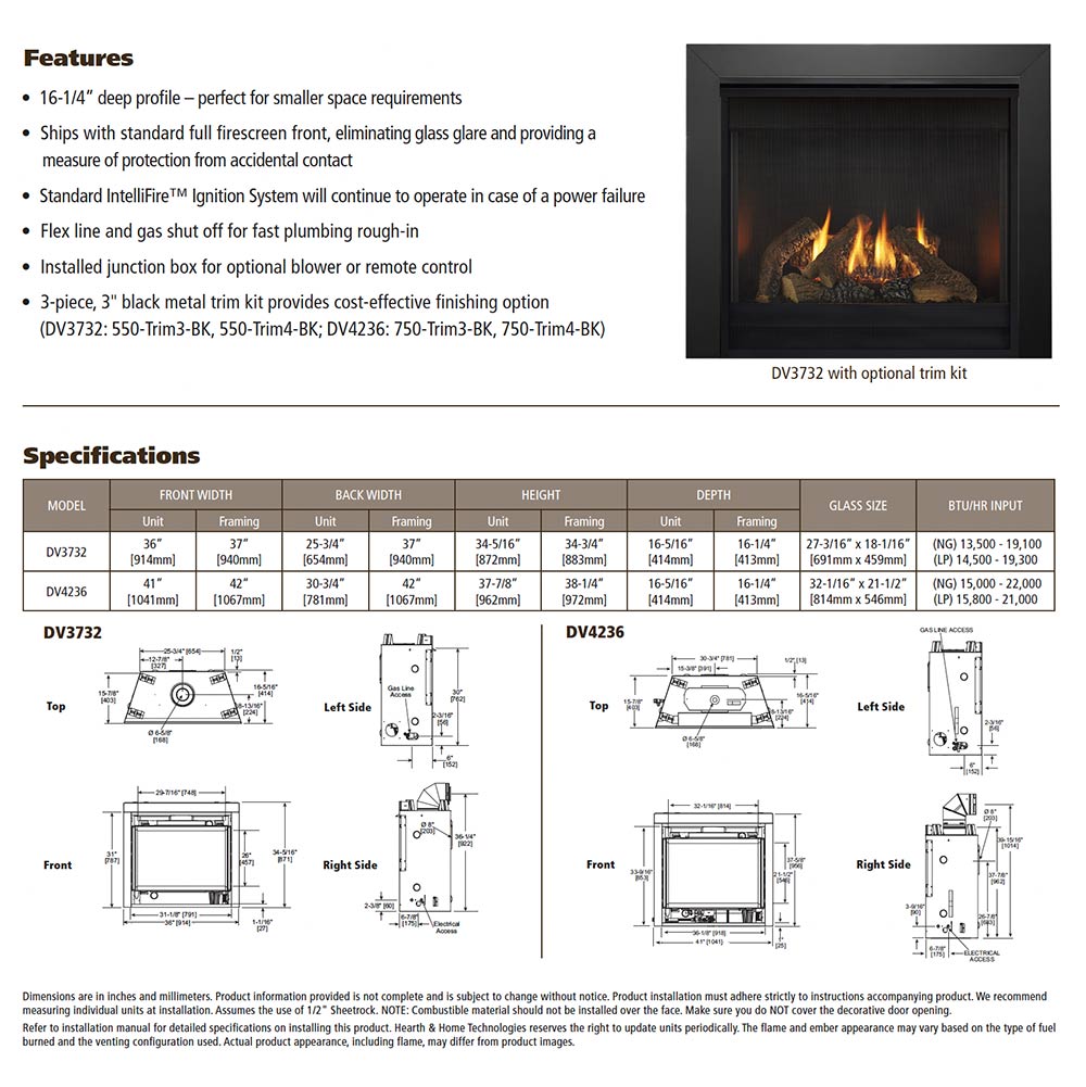 Majestic 36-Inch Direct Vent Gas Fireplace with IntelliFire Ignition