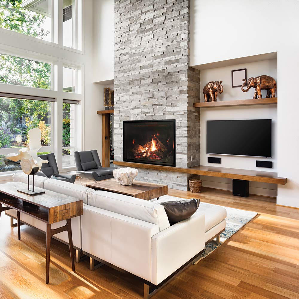 White Mountain Hearth DVCT50CBP Rushmore Clean-Face Direct Vent Fireplace with Log Set, 50-Inches