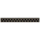 Decorative fireplace louvers with arched lattice pattern, dark metal trim.