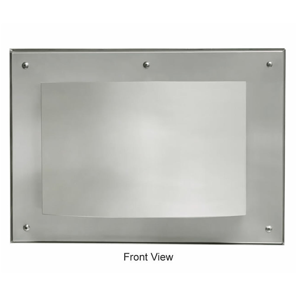 Metal front panel of vertical vent conversion kit with rectangular opening