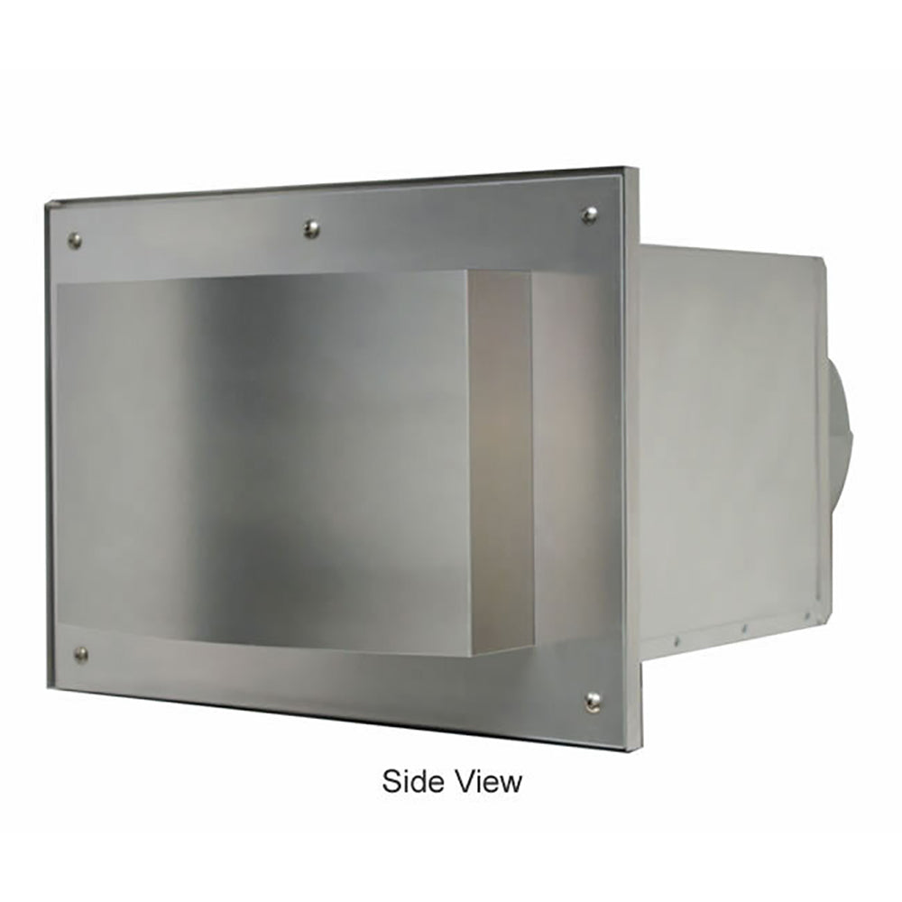 Metal vertical conversion kit panel with side vent opening, brushed steel finish