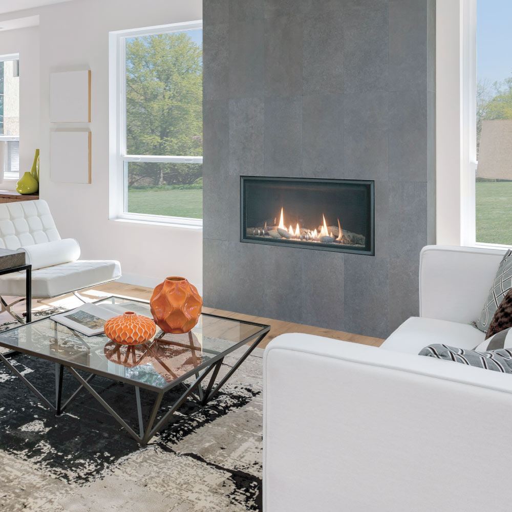 White Mountain Hearth DVL36BP Loft Direct Vent Contemporary Fireplace with Clear Crushed Glass, 36-Inches