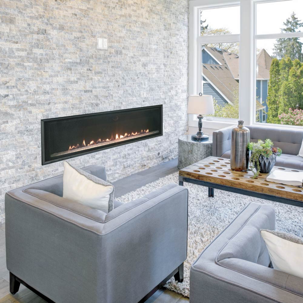 White Mountain Hearth DVL46BP Loft Direct Vent Contemporary Fireplace with Clear Crushed Glass, 46-Inches