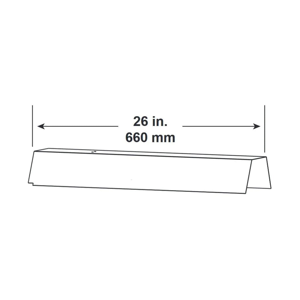 Trimmable heat shield panel, white rectangle with side tabs, 26 in (660 mm) length