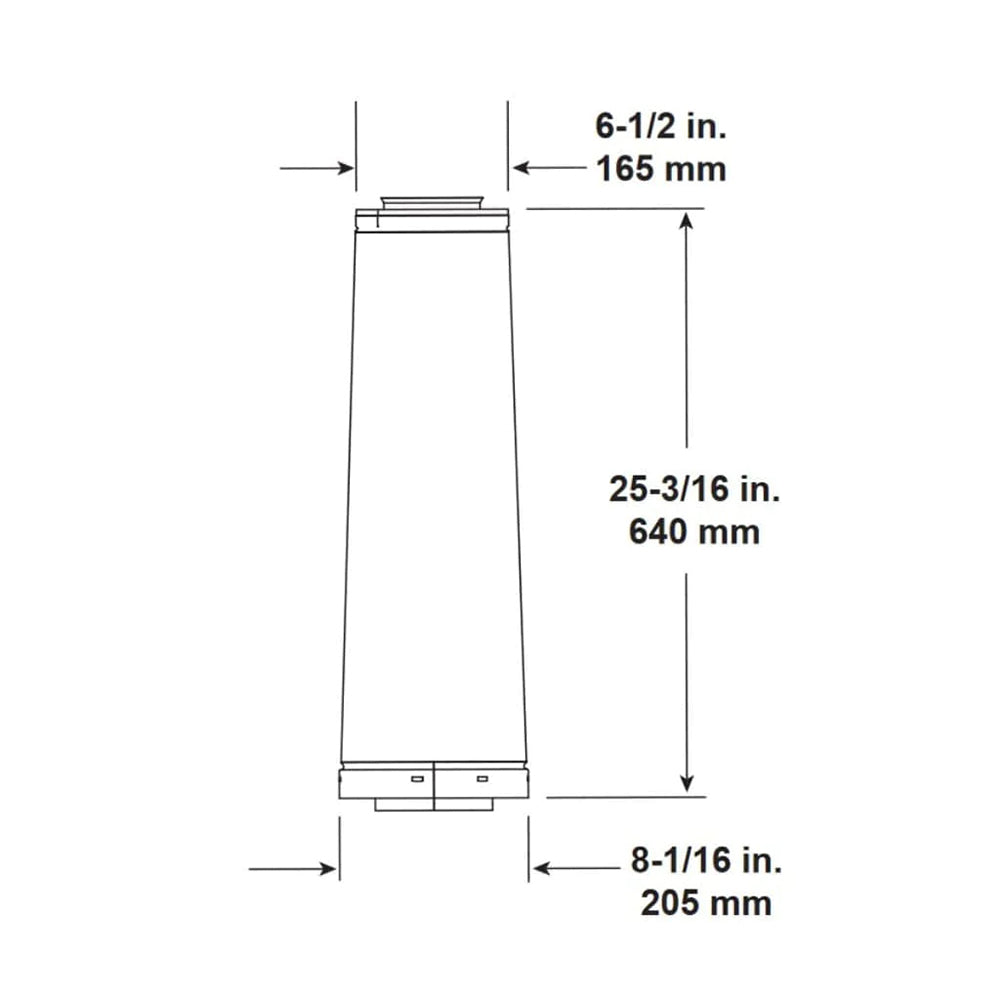 DVP to SLP adapter sleeve, 25-3/16 in. long; 8-1/16 in. base