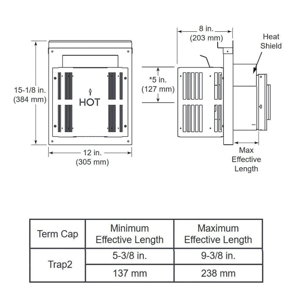 Majestic Horizontal Termination Cap with Long Flue