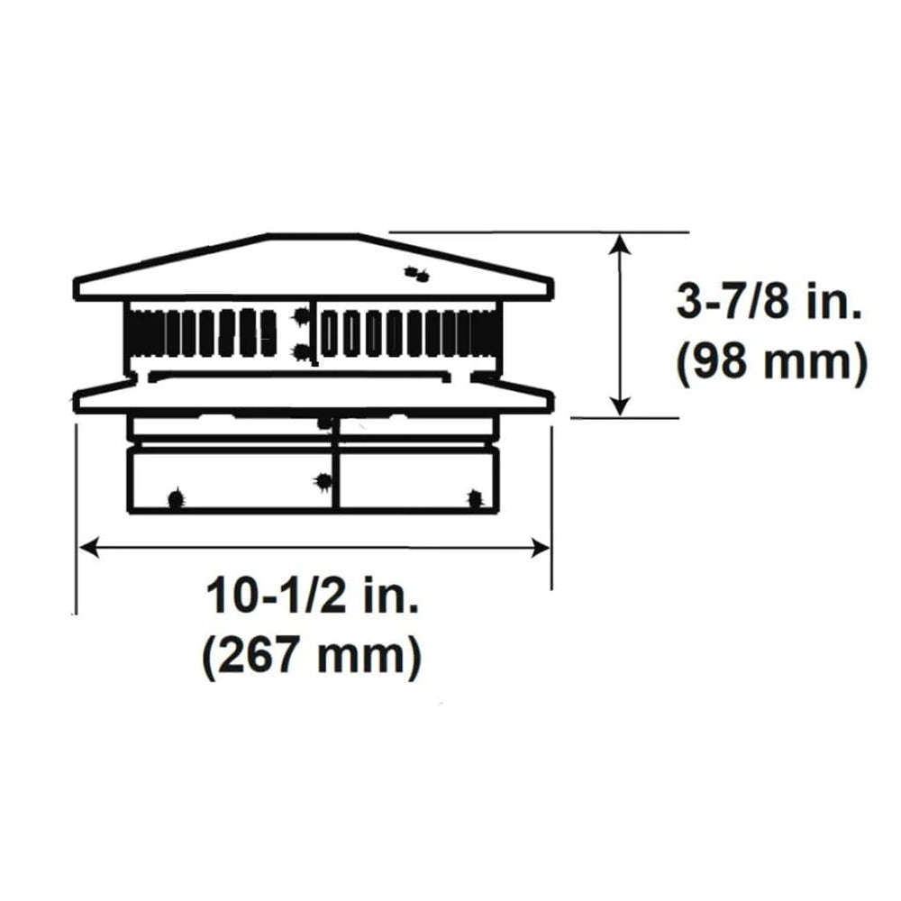Vertical direct vent termination cap with storm collar, black; 10-1/2in wide, 3-7/8in high