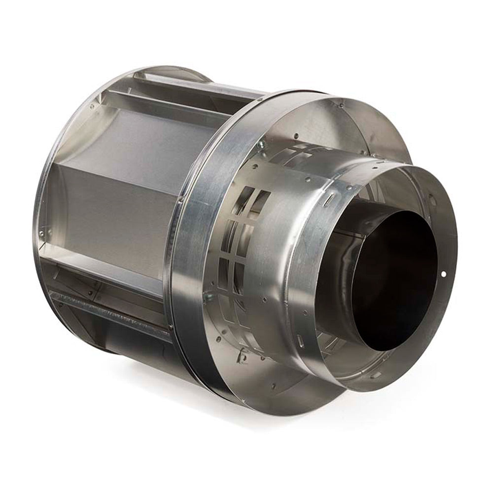 Vertical high-wind termination cap with open duct end and inner metal baffle
