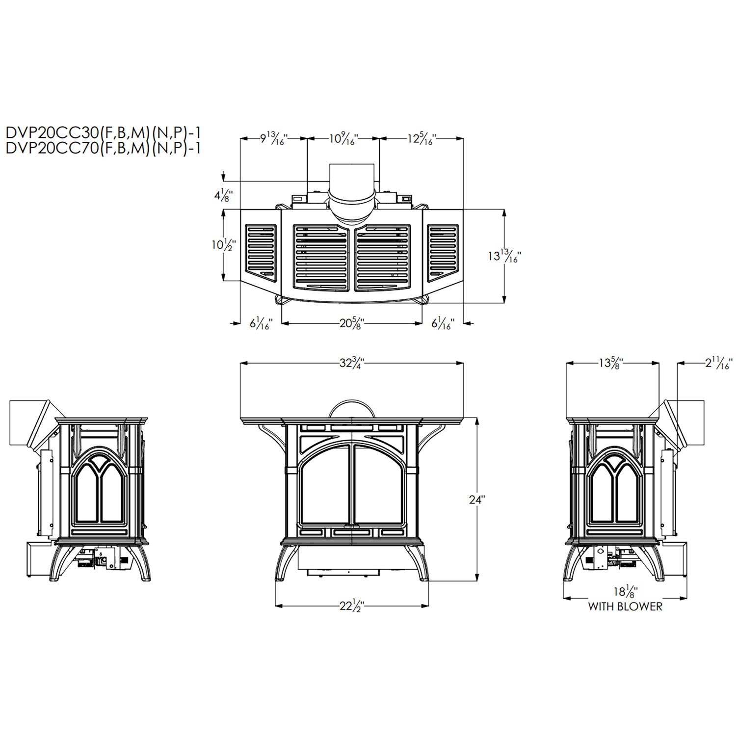 White Mountain Hearth DVP20CC Direct-Vent Cast Iron Stove with Slope Glaze Burner, 20-Inches