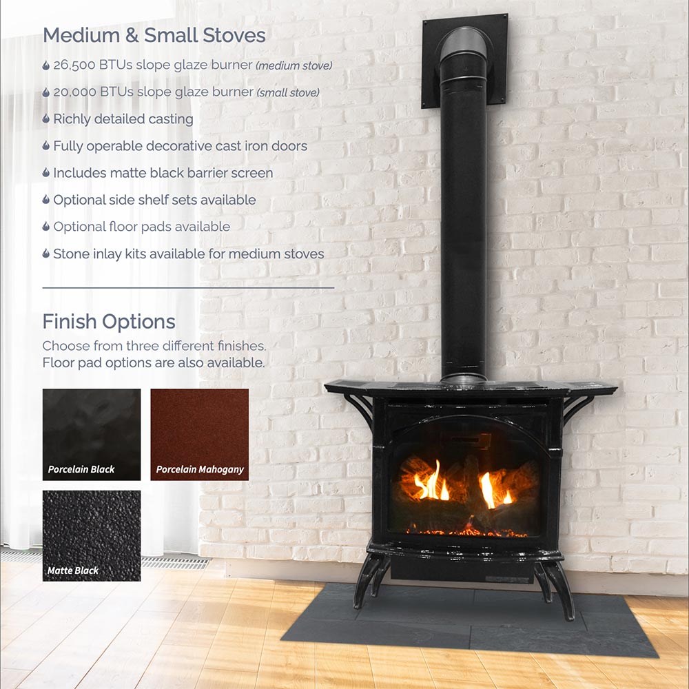 White Mountain Hearth DVP20CC Direct-Vent Cast Iron Stove with Slope Glaze Burner, 20-Inches