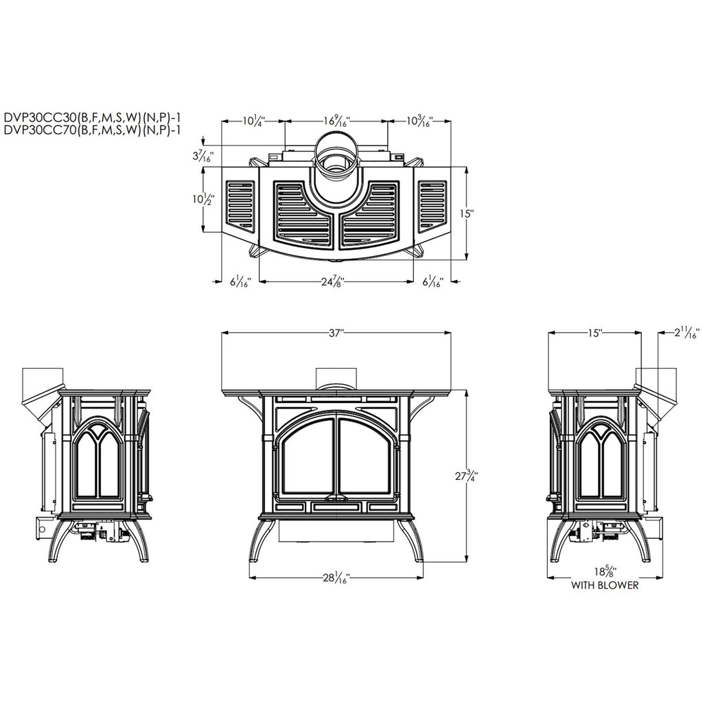 White Mountain Hearth DVP30CC Direct-Vent Cast Iron Stove with Slope Glaze Burner, 30-Inches