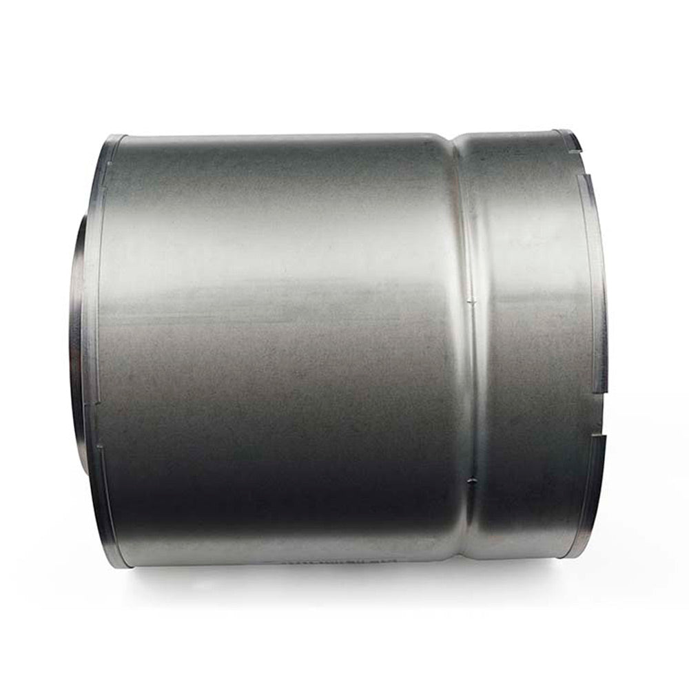 Metal slip section duct pipe, cylindrical with raised seam and black flanges