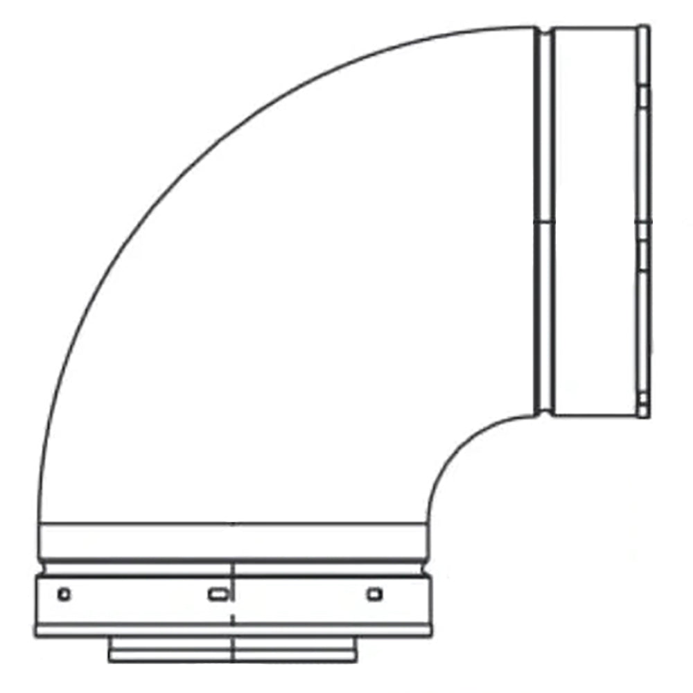 90-degree elbow pipe fitting, metallic, two-bolt mounting flange