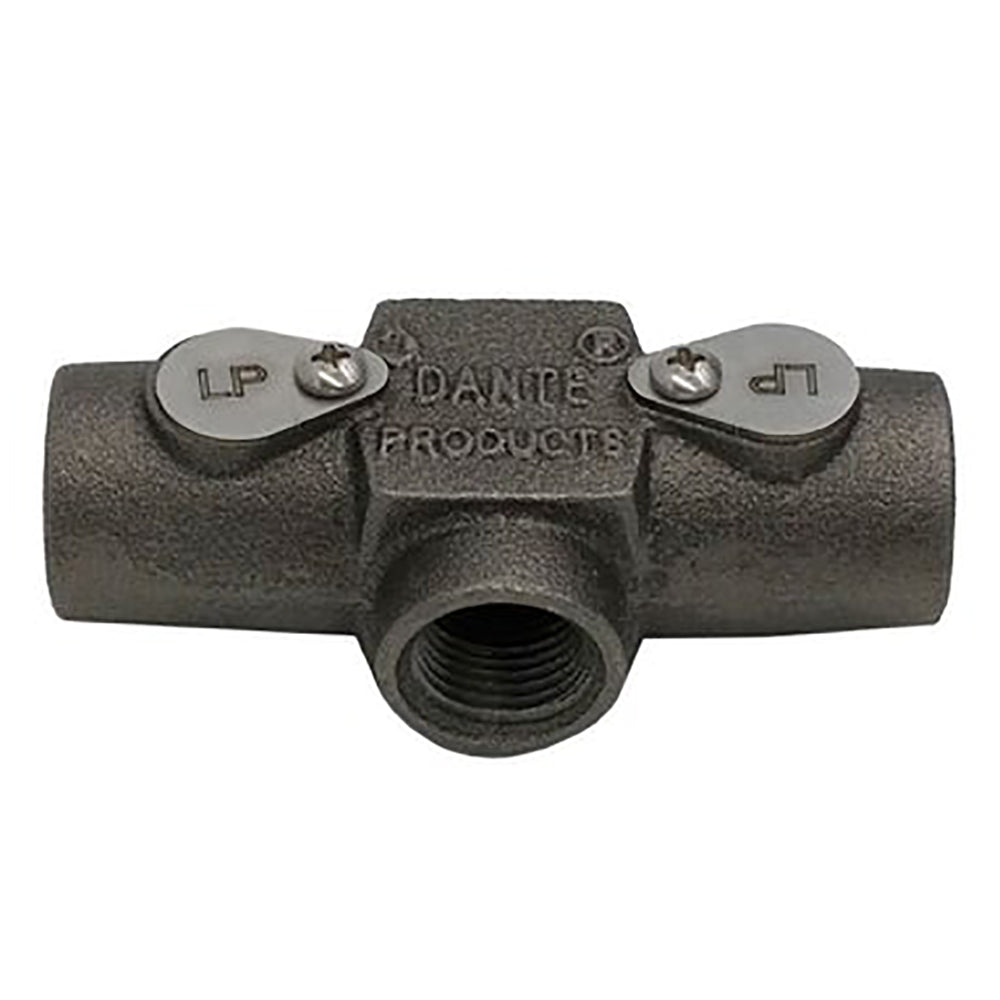 Dante 711T gas log lighter fuel mixer valve with LP and NG ports, dark metal body