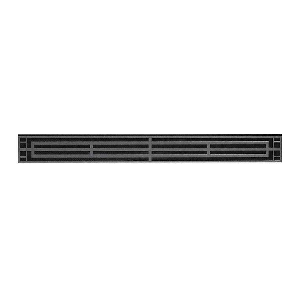 Matte black decorative louver panel with rectangular geometric grille lines