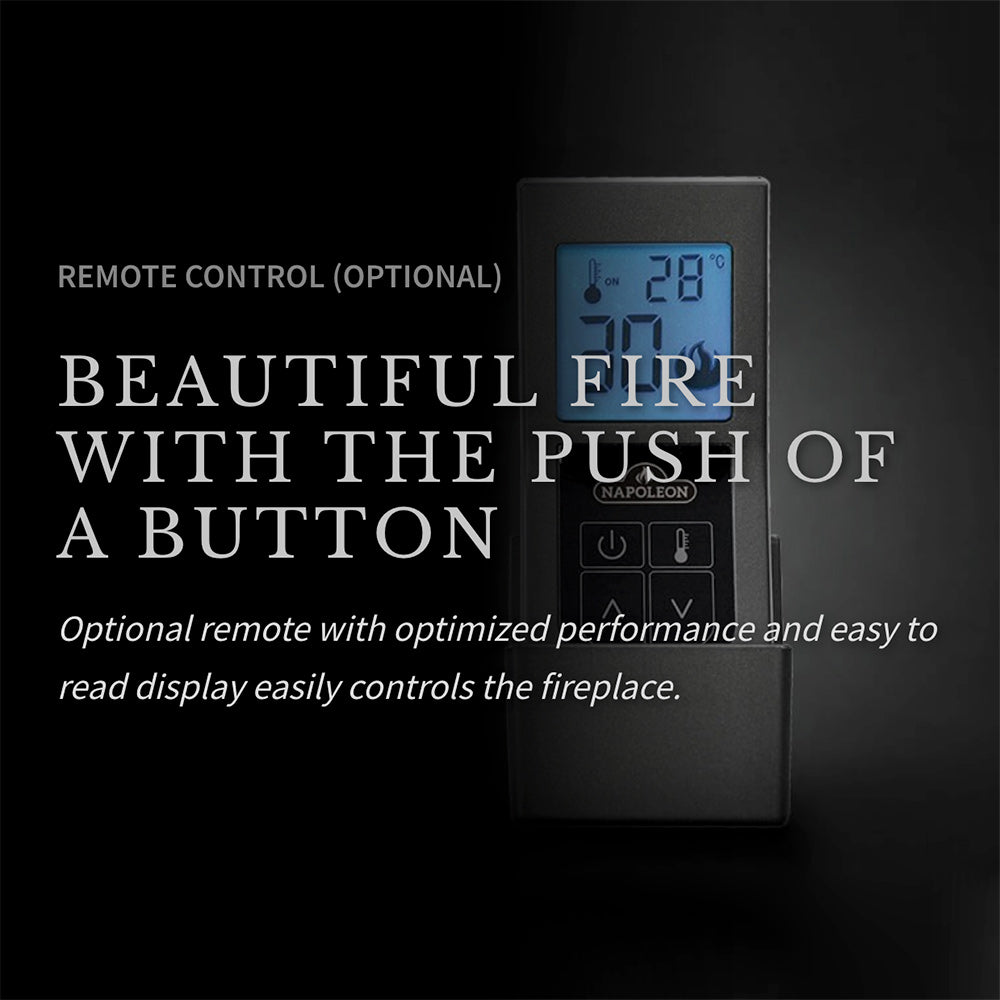 Gas fireplace remote control with digital display and button controls