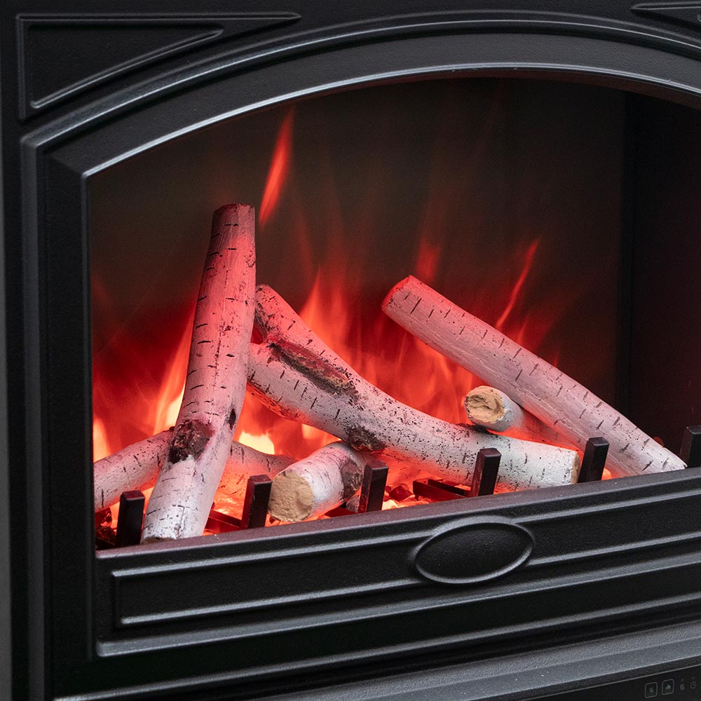 Sierra Flame by Amantii Freestand Series Cast Iron 70-Inch Electric Fireplace with Logs