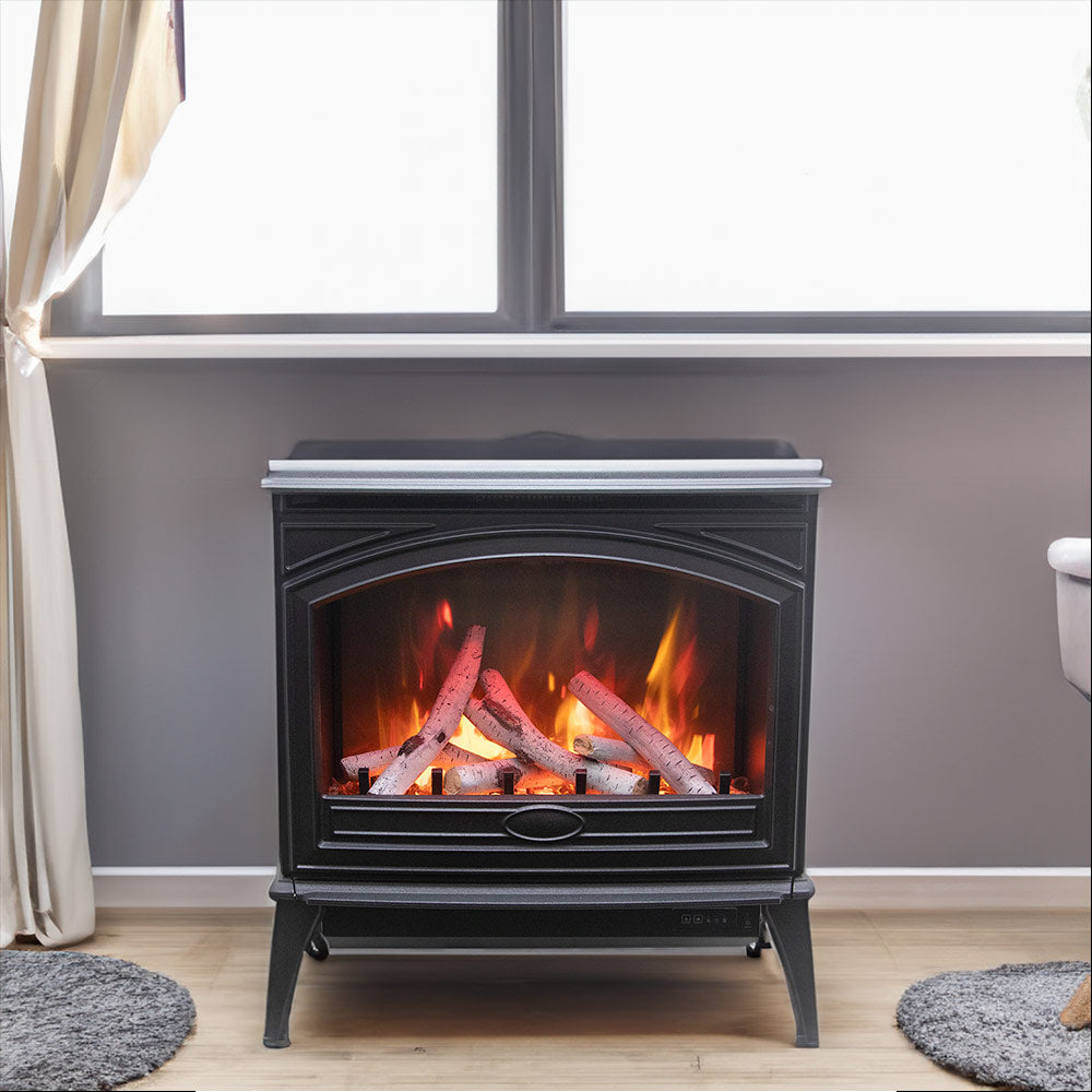 Sierra Flame by Amantii Freestand Series Cast Iron 70-Inch Electric Fireplace with Logs