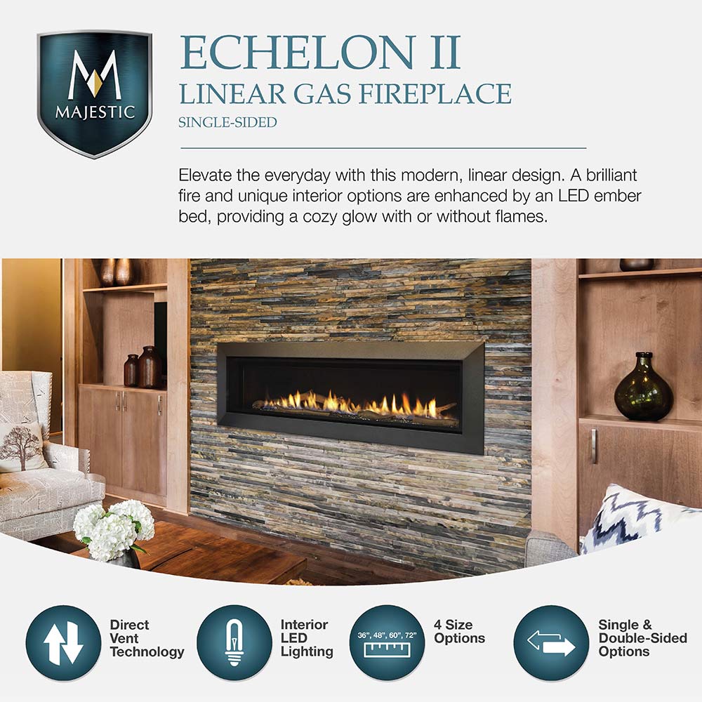Majestic Echelon II 60in DV Gas Fireplace w/ LED Lighting