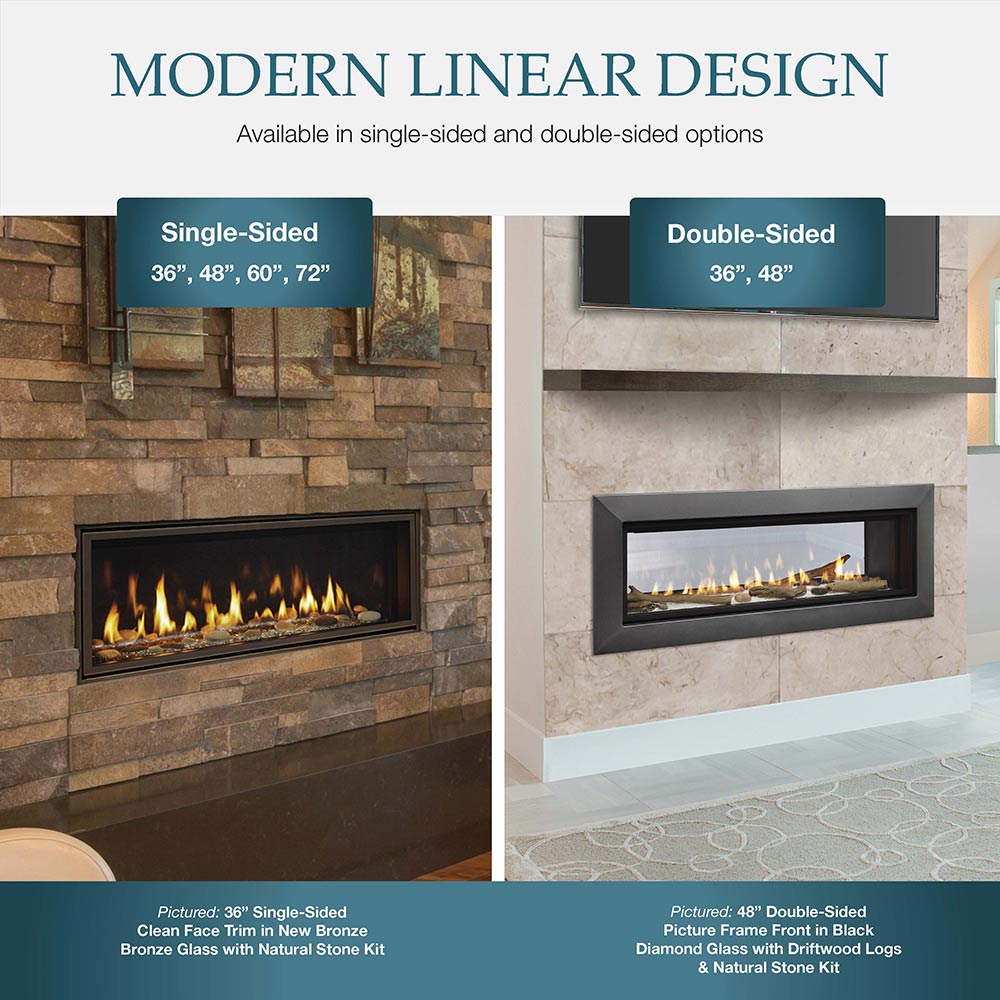 Majestic Echelon II 60in DV Gas Fireplace w/ LED Lighting