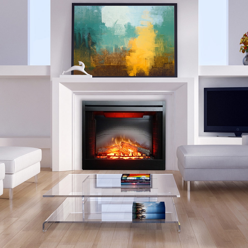 White Mountain Hearth Nexfire 39-Inch Traditional Electric Fireplace with Inner Glow Log Set and Brick Liner