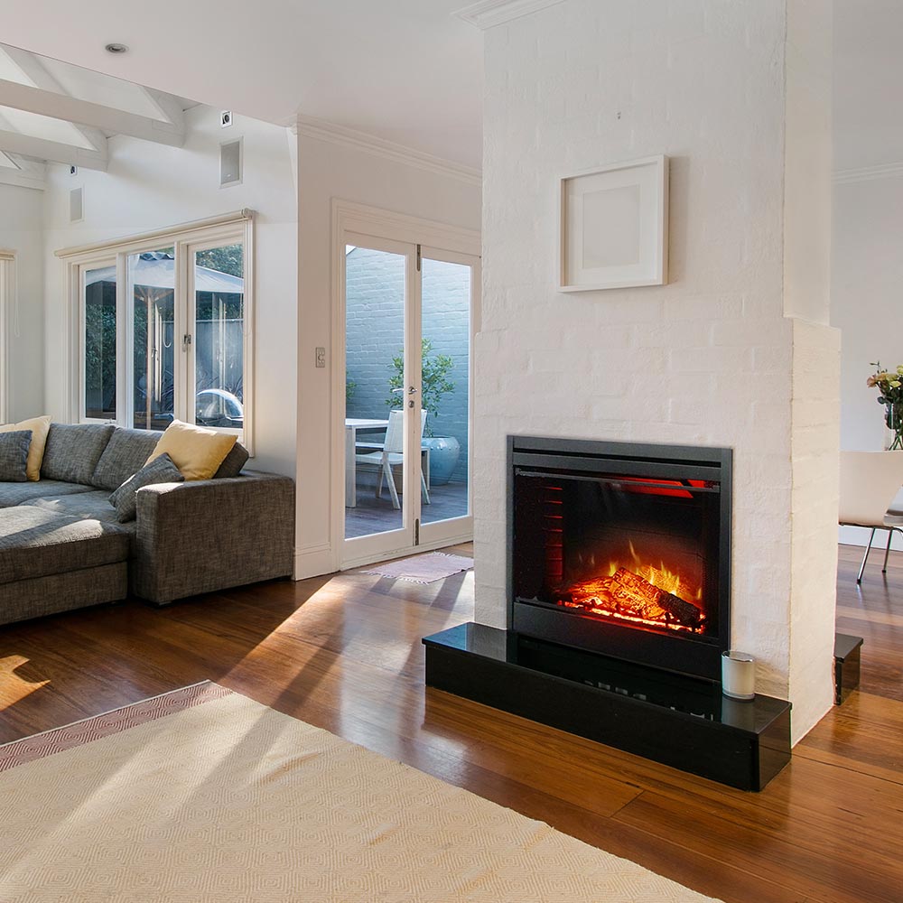 White Mountain Hearth Nexfire 39-Inch Traditional Electric Fireplace with Inner Glow Log Set and Brick Liner