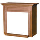Wood cabinet mantel with base, brown finish, rectangular opening and decorative trim