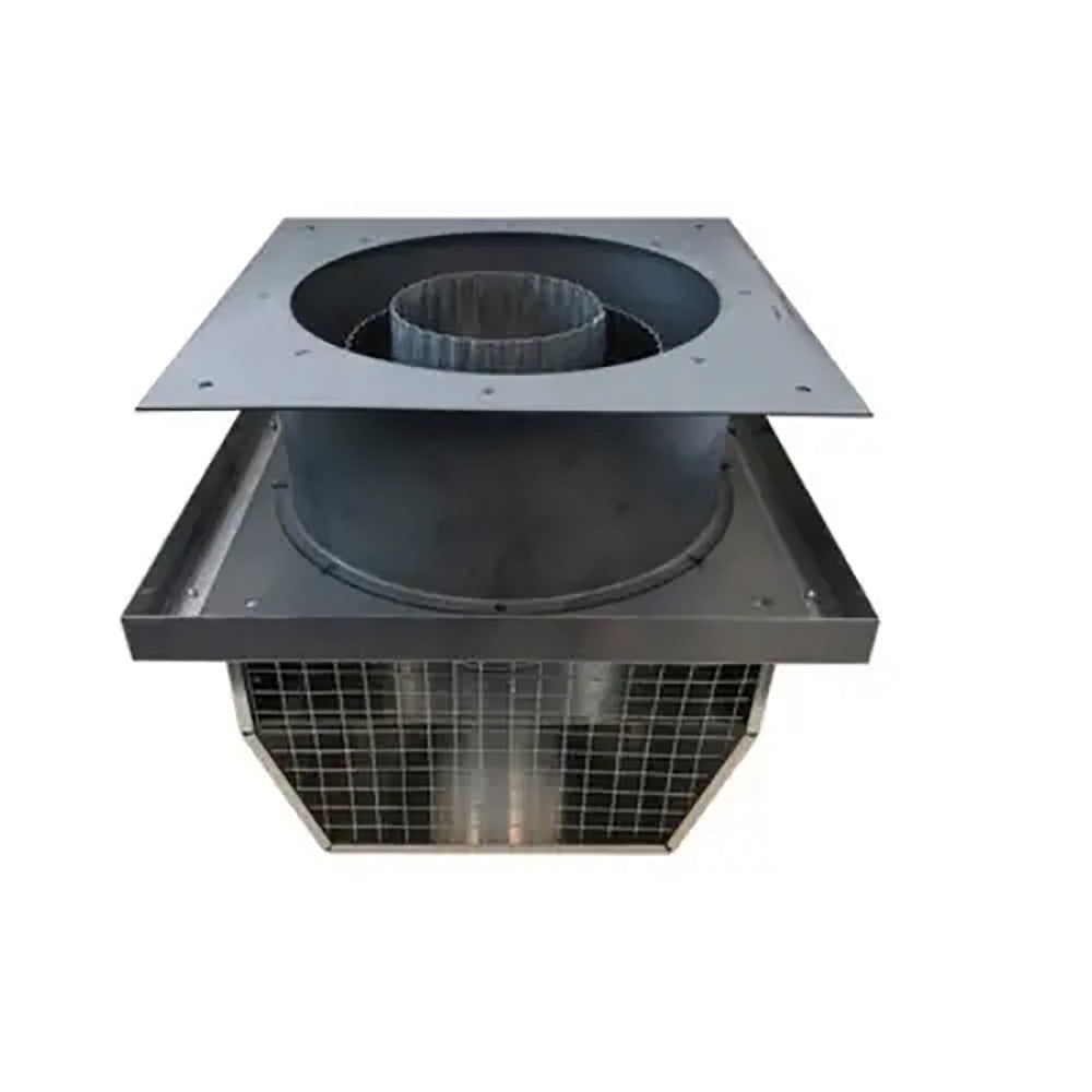 Metal fire stop wall thimble with circular opening and rectangular vent housing