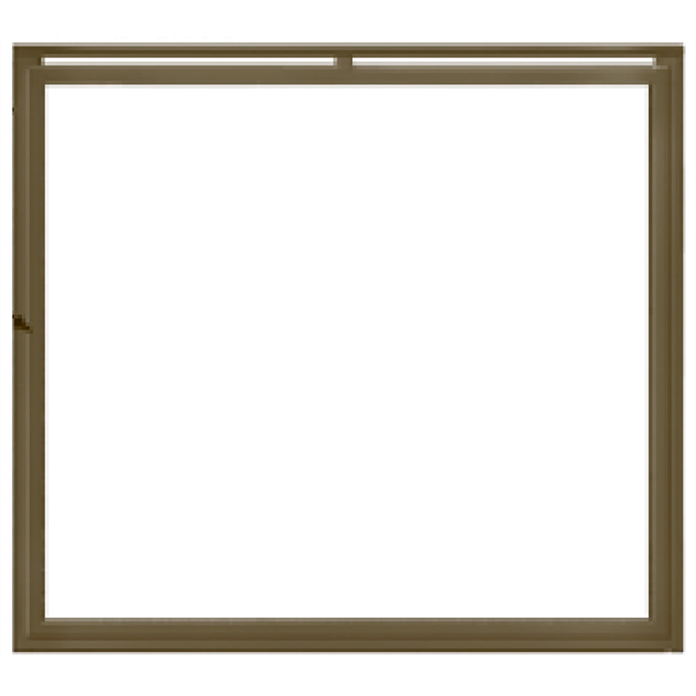 Bronze fireplace screen frame with overlapping front and trim