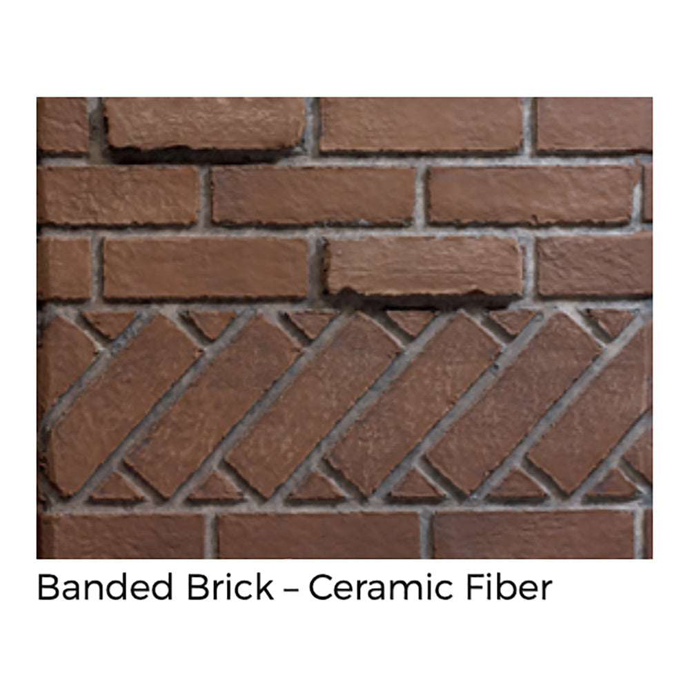 Banded brick ceramic fiber firebox liner with brick-pattern border