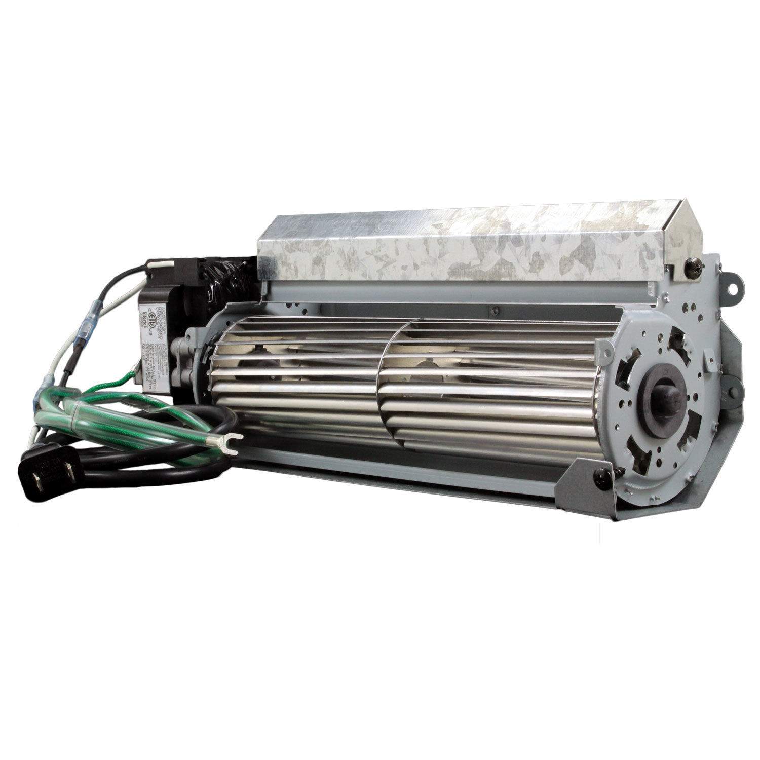 Skytech replacement fan unit showing metal grille, fan motor and wiring