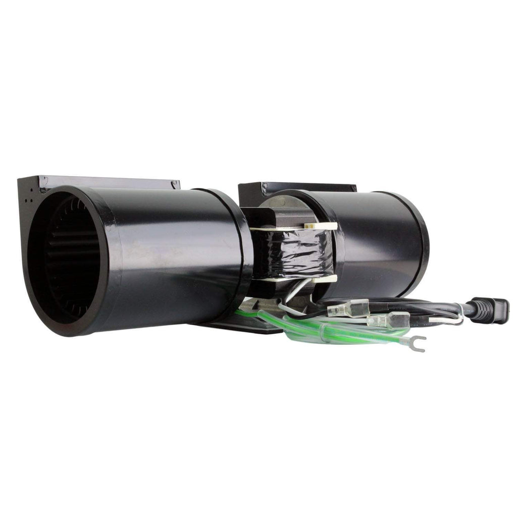 Skytech replacement fan, black cylindrical housing with open intake and exposed wiring