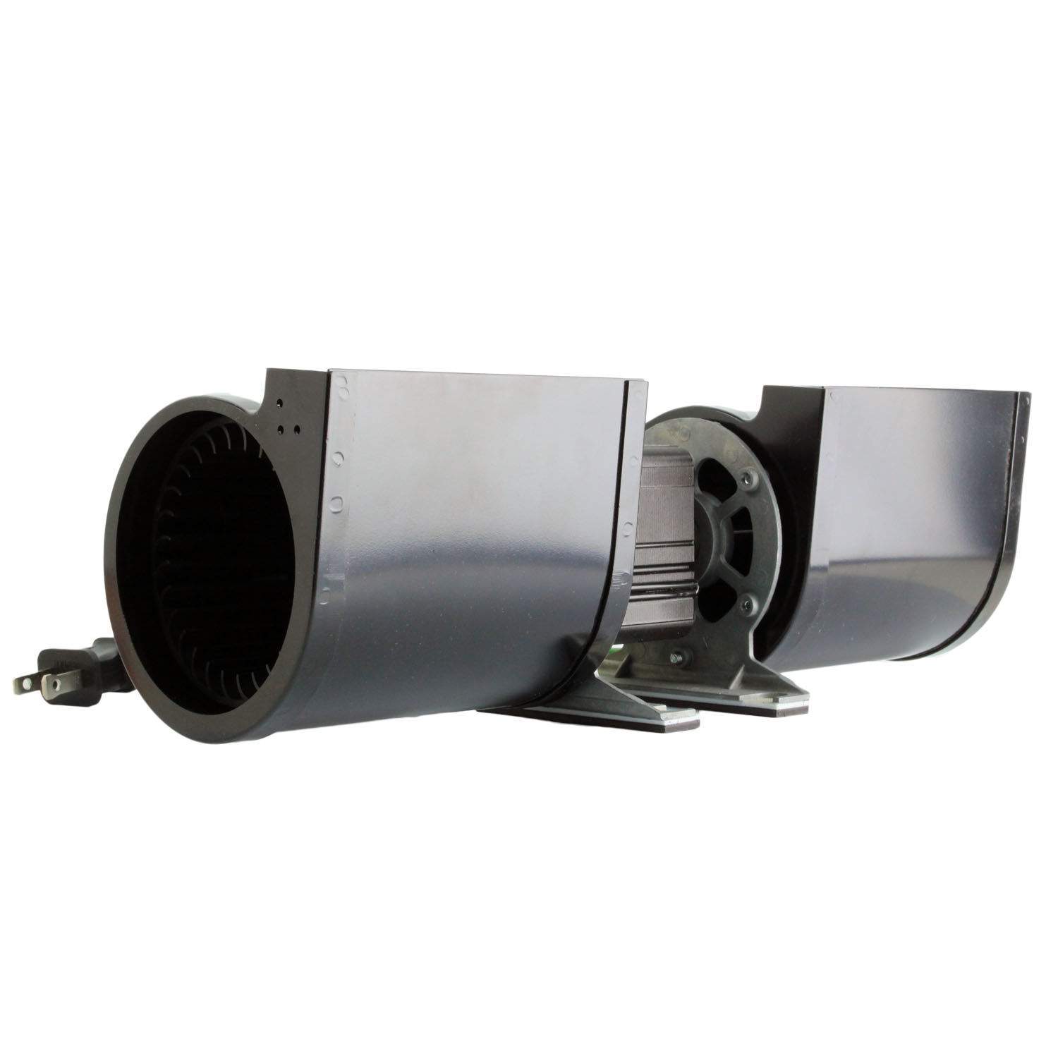 Skytech replacement fan, silver-and-black duct fan with mounting base and fan blades