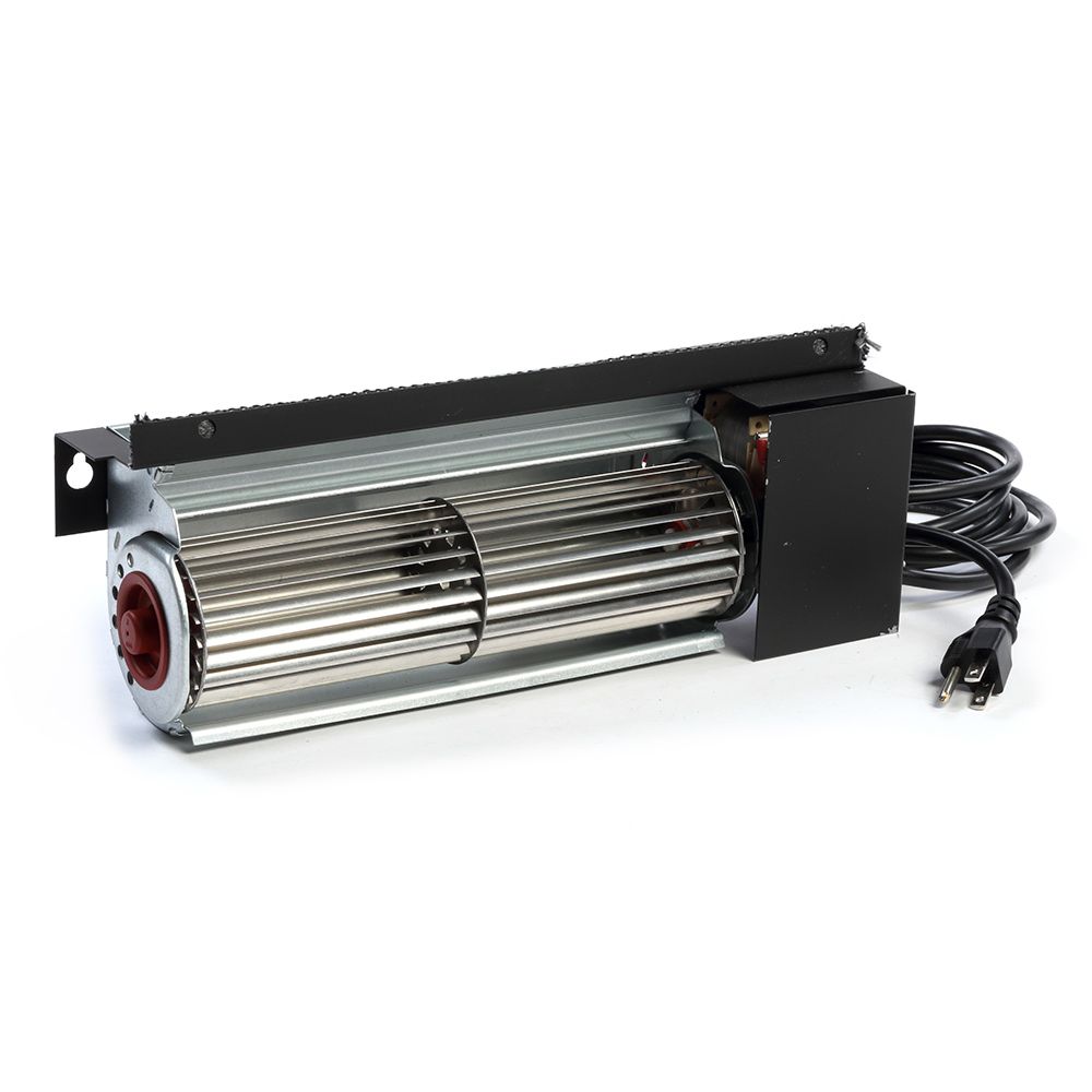 Temperature sensing fan kit with metal fan housing and power cable wiring