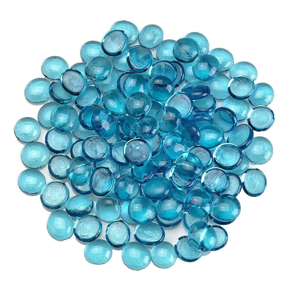 Aqua blue luster fire glass beads, round, assorted pile