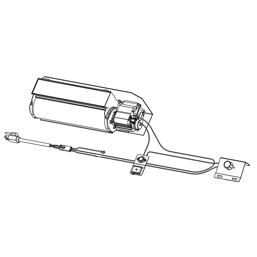 Heat-activated variable speed blower kit with blower motor, wiring harness, and control module.