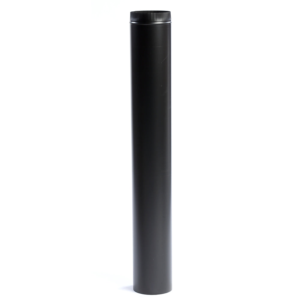Kingsman black rigid chimney stove pipe, 7-inch diameter, 48-inch length