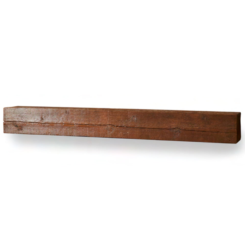 Tavern brown mantel shelf with flat top and textured wood-look finish