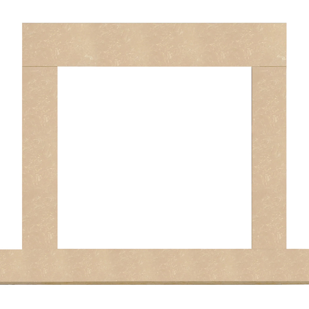 Beige stone fireplace surround panel with rectangular opening