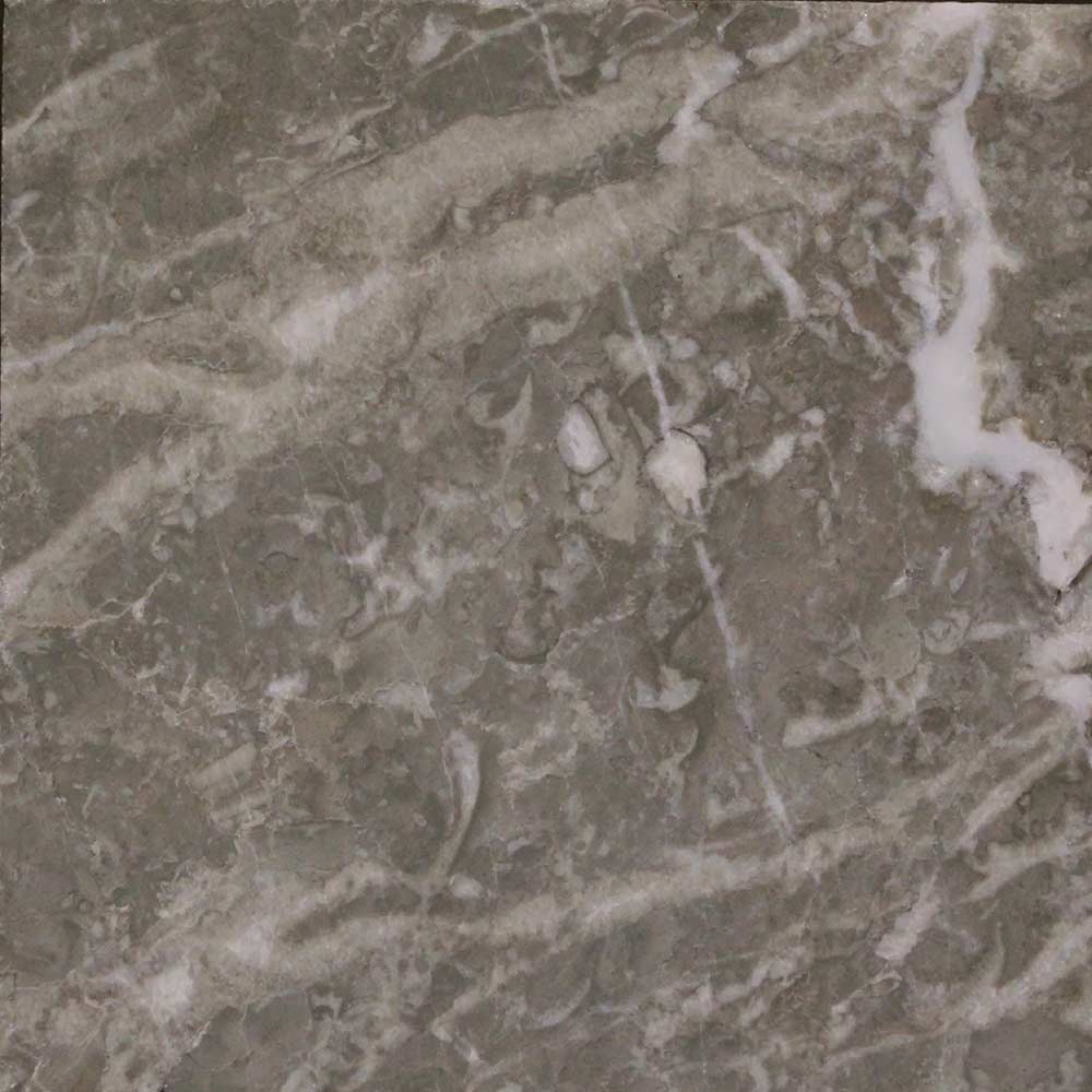 Blue tundra marble stone surface close-up with gray-brown base and white veins