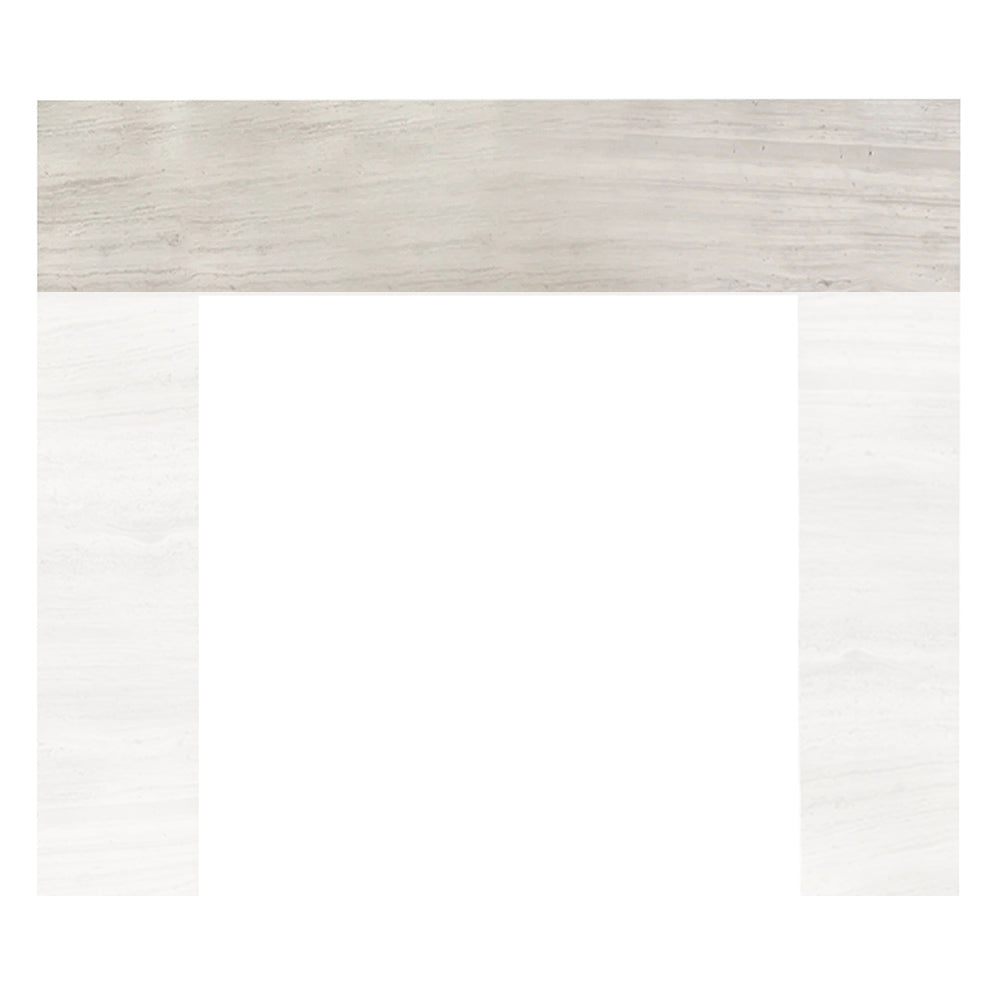 Driftwood marble stone surround header, light beige speckled stone slab